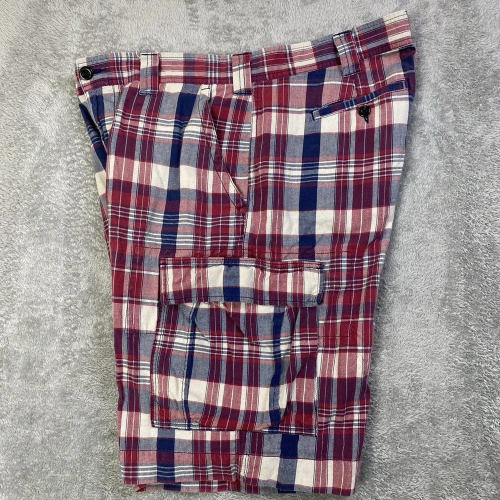 American Living Shorts Men Sz 36 Plaid Cargo 100% Cotton Ralph Lauren Golf Beach